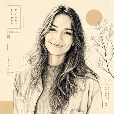 日式线条编辑插画